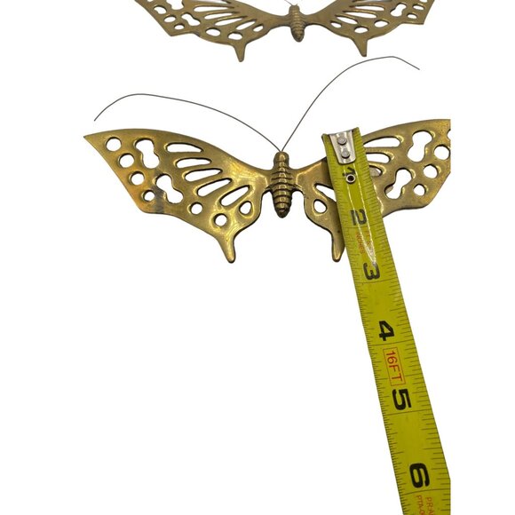 Vintage Interpur Brass ? Butterfly Wall Decor Plaque Set/2 Spring Wing Fly Read - Picture 8 of 11